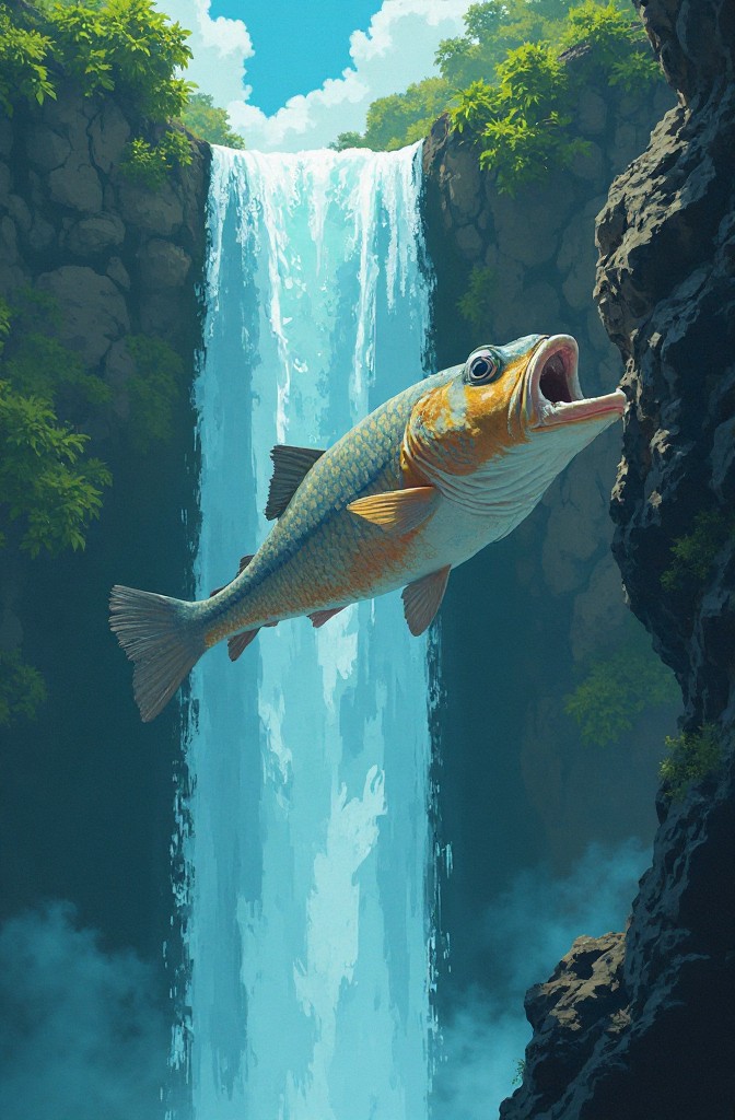 Der Fisch, der Wasserfälle erklimmt