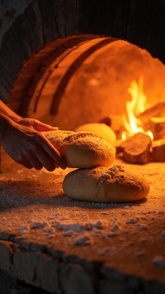 Es ist drei Uhr morgens, und der Bäcker ist schon bei der Arbeit. Er zündet den großen Ofen an und legt Holz nach, bi...