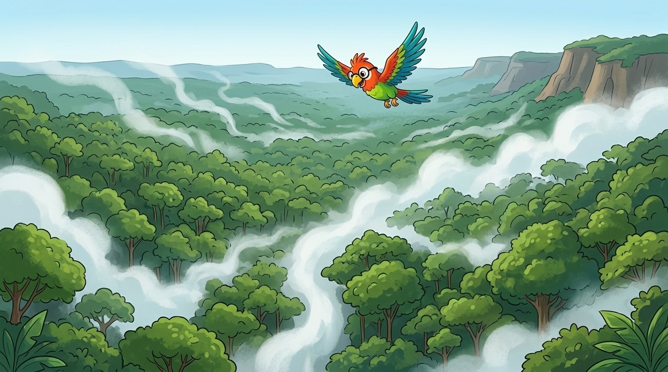 Von hoch oben konnte sie sehen, was der Wald tat. All dieser aufsteigende Nebel war Wasser, das von den Blättern in d...
