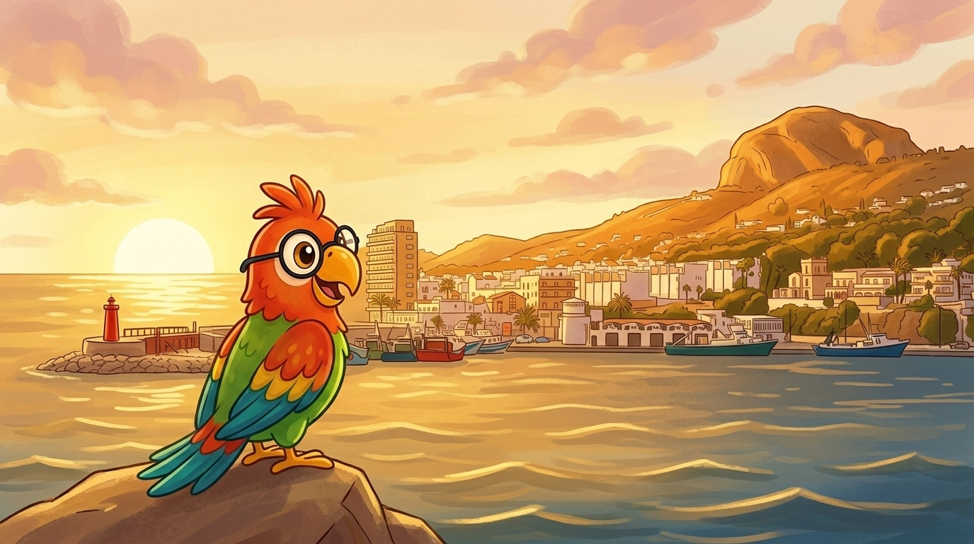 Die Sonne ging über dem Wasser auf. Das Licht färbte den Berg und die Stadt golden. Polly beschloss, sieben Tage zu b...
