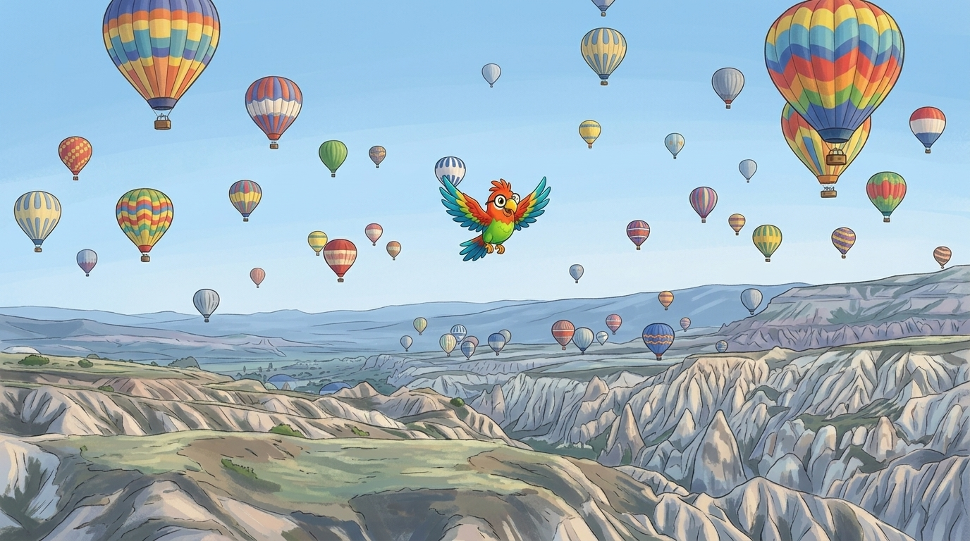 Hundert Ballons im Morgengrauen