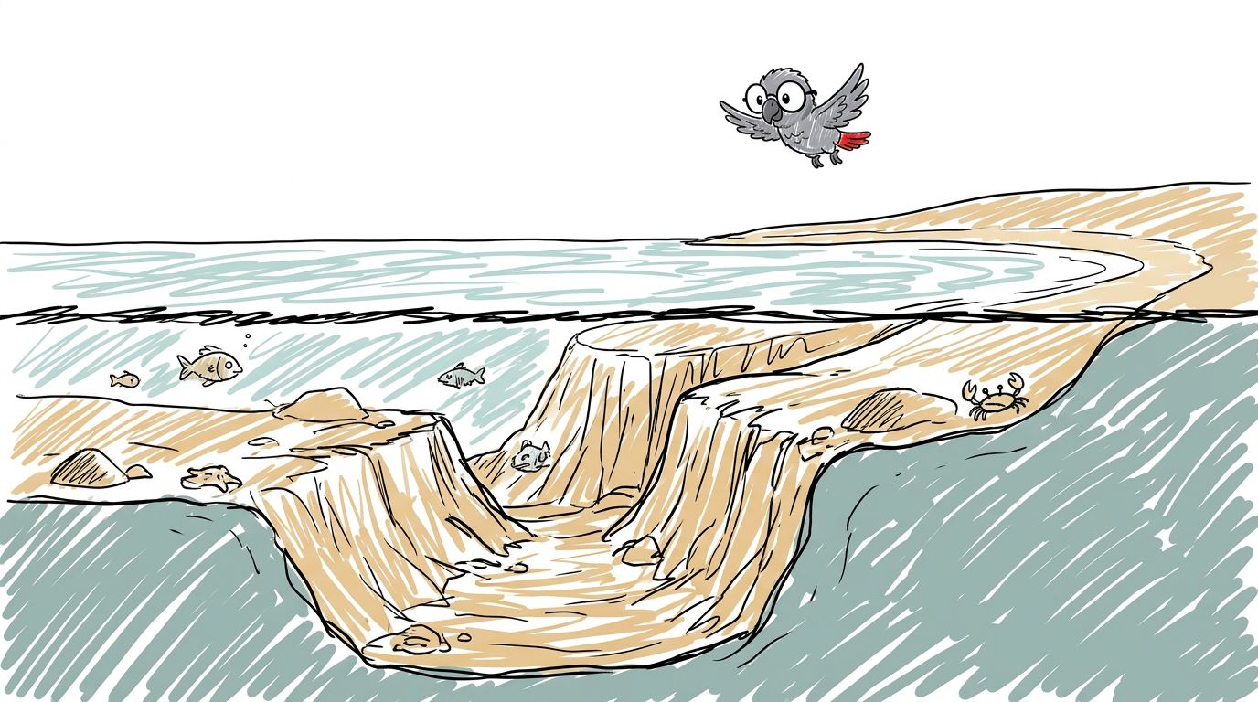 Warum? Unter dem Wasser gibt es einen riesigen Canyon. Es ist der größte Canyon unter Wasser in Europa. Er beginnt na...