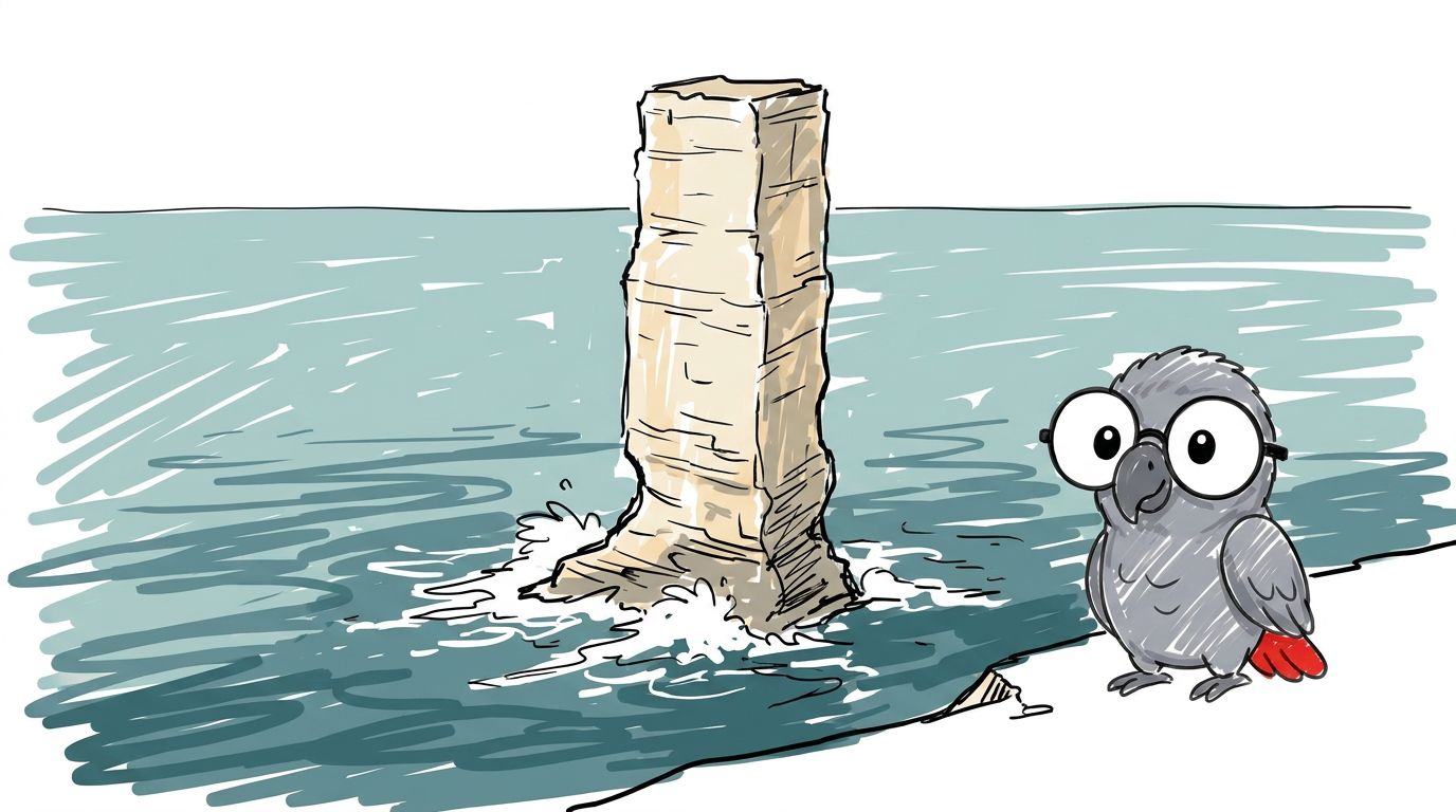 Long ago that rock was part of the cliff. Then the waves took away the stone under it. Now it stands alone in the sea...
