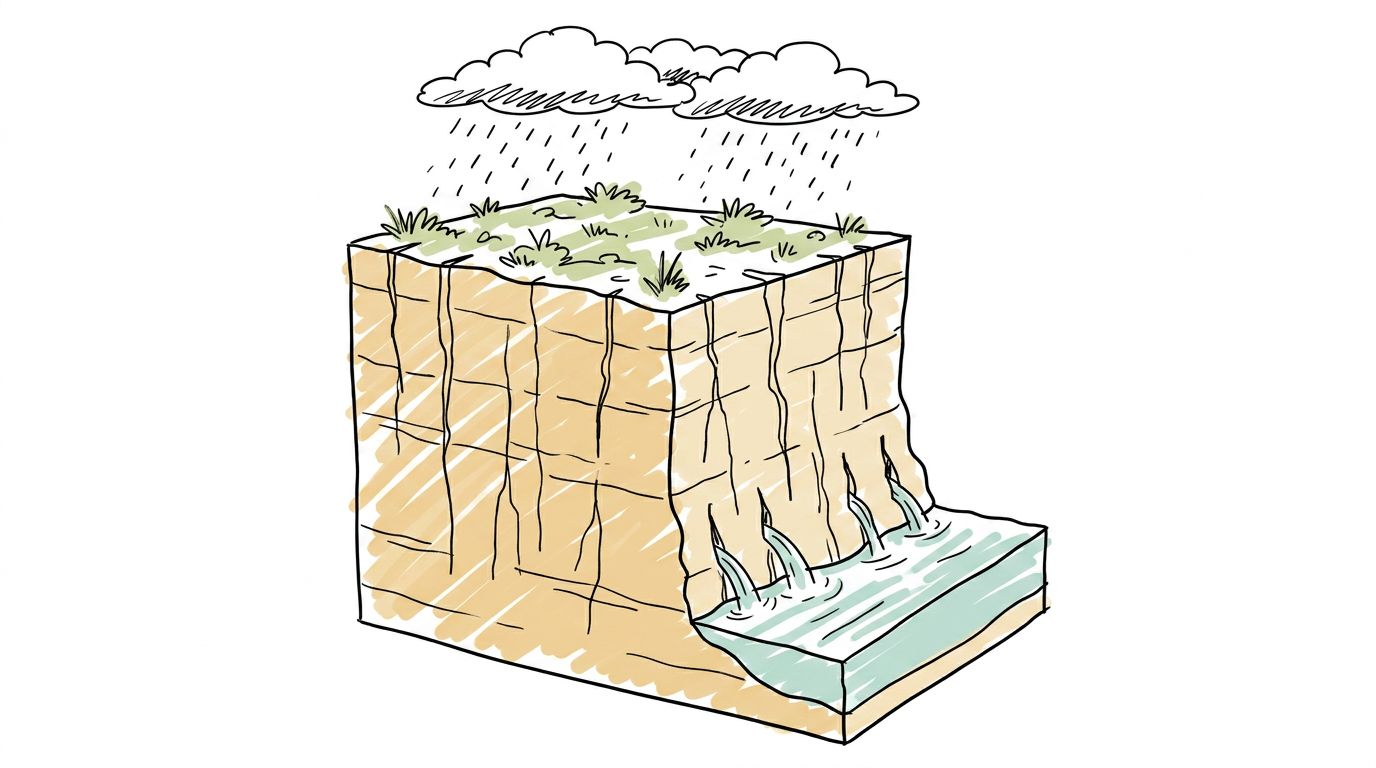 It works like this. The land on top of the cliff is limestone, and rain does not run off limestone the way it runs of...
