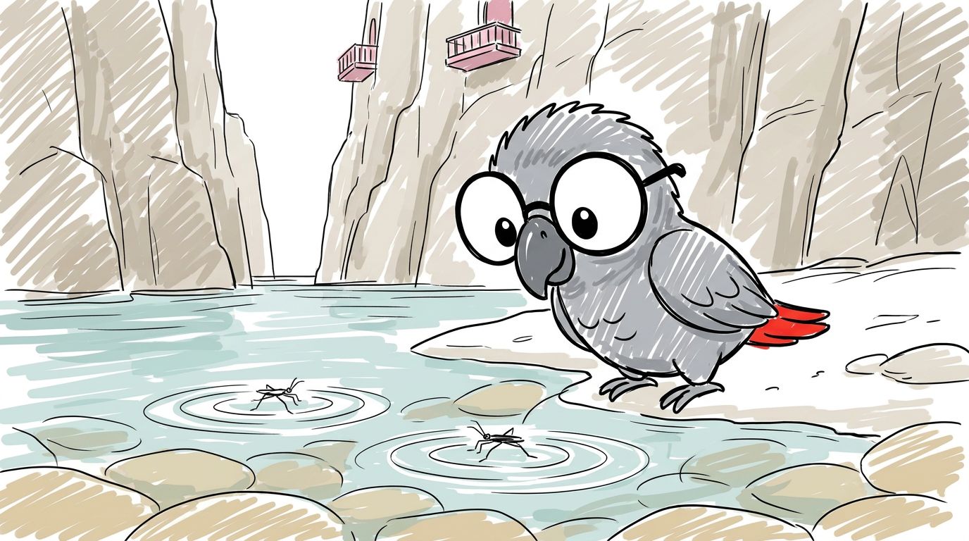 Den ganzen Nachmittag tut sie nichts Wichtiges. Sie schaut kleinen Insekten zu, die auf dem Wasser laufen. Sie hört d...