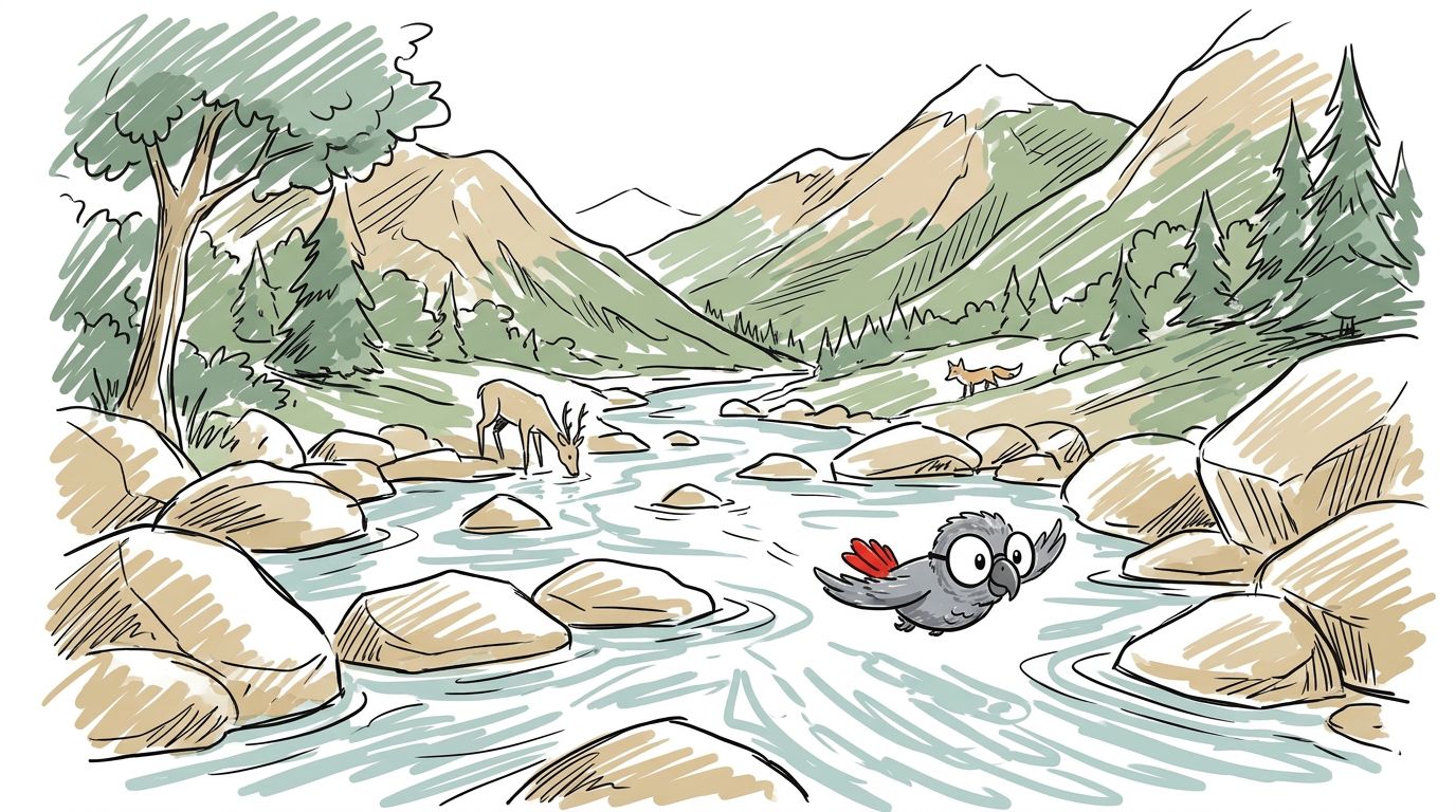 Der Stein kam den Fluss herunter
